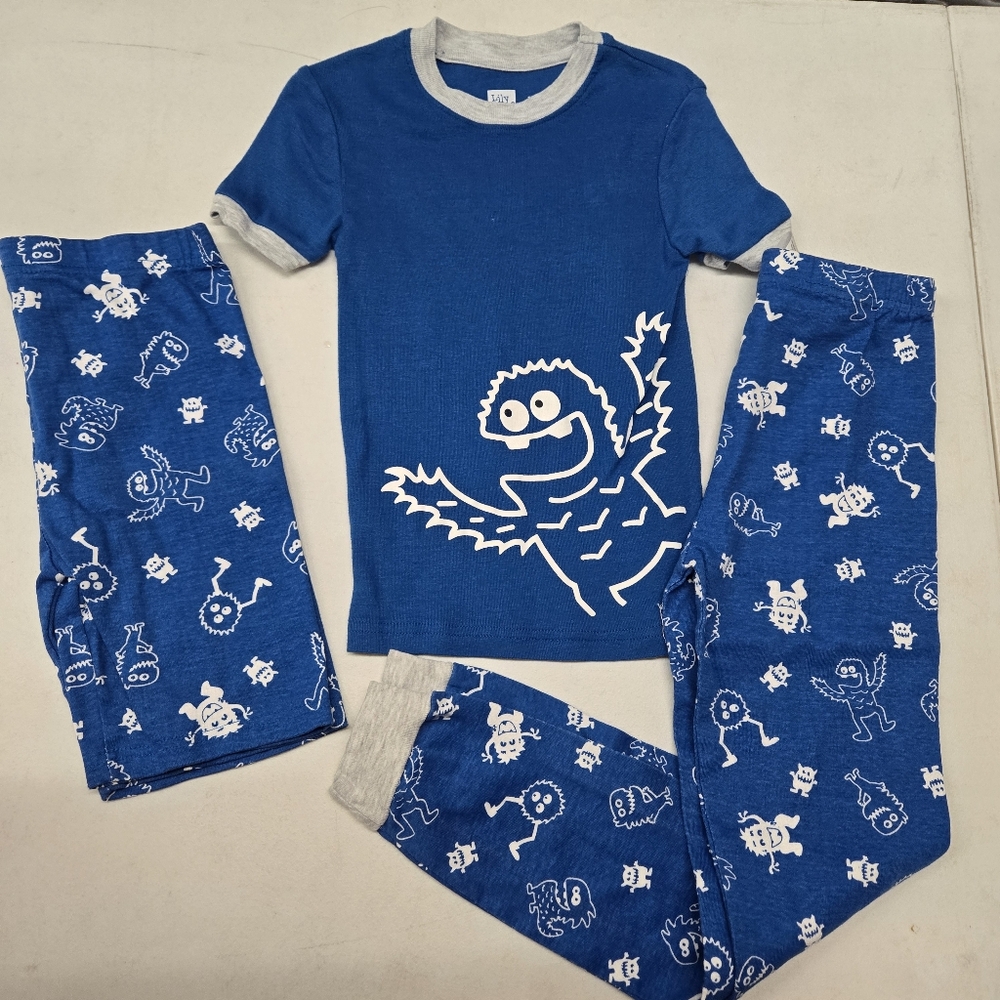 Lily & Dan blue monster 3 piece pajama set